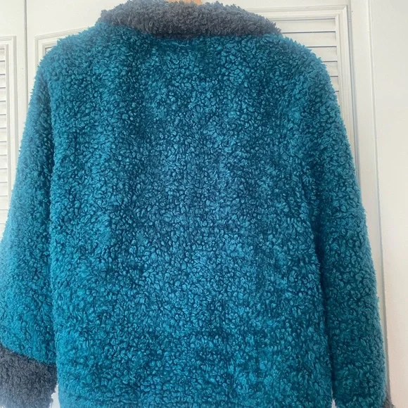 Habitat Teal Sherpa Jacket with Charcoal Collar & Cuffs - Picture 3 of 3